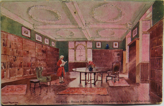 Vintage Postcard of The Library, Ancient House, Ipswich