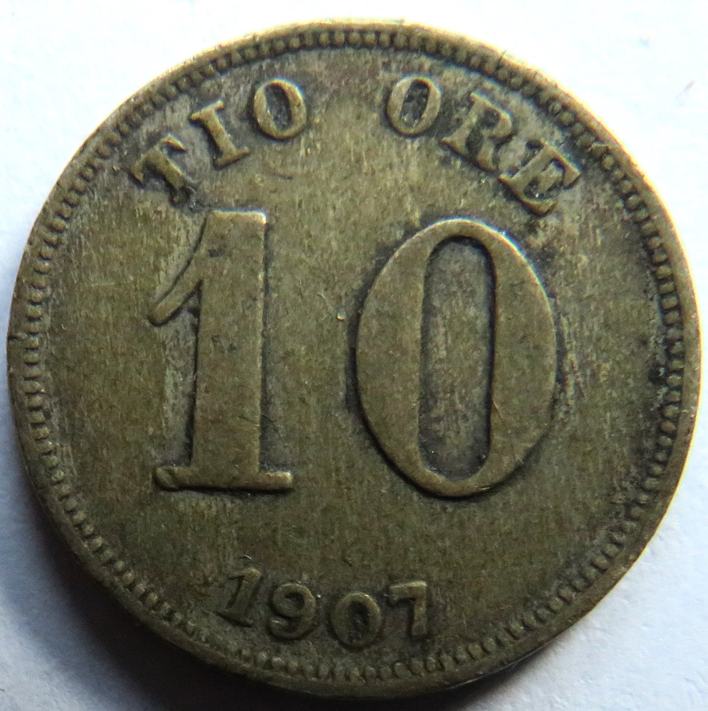 1907 Sweden Silver 10 Ore Coin