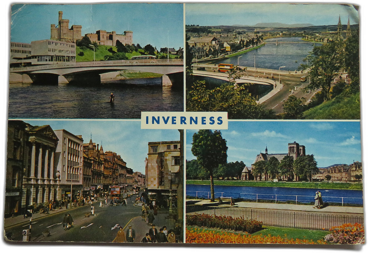 Vintage Multiview Postcard of Inverness including The Castle and Ness Bridge, J. Arthur Dixon