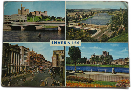 Vintage Multiview Postcard of Inverness including The Castle and Ness Bridge, J. Arthur Dixon