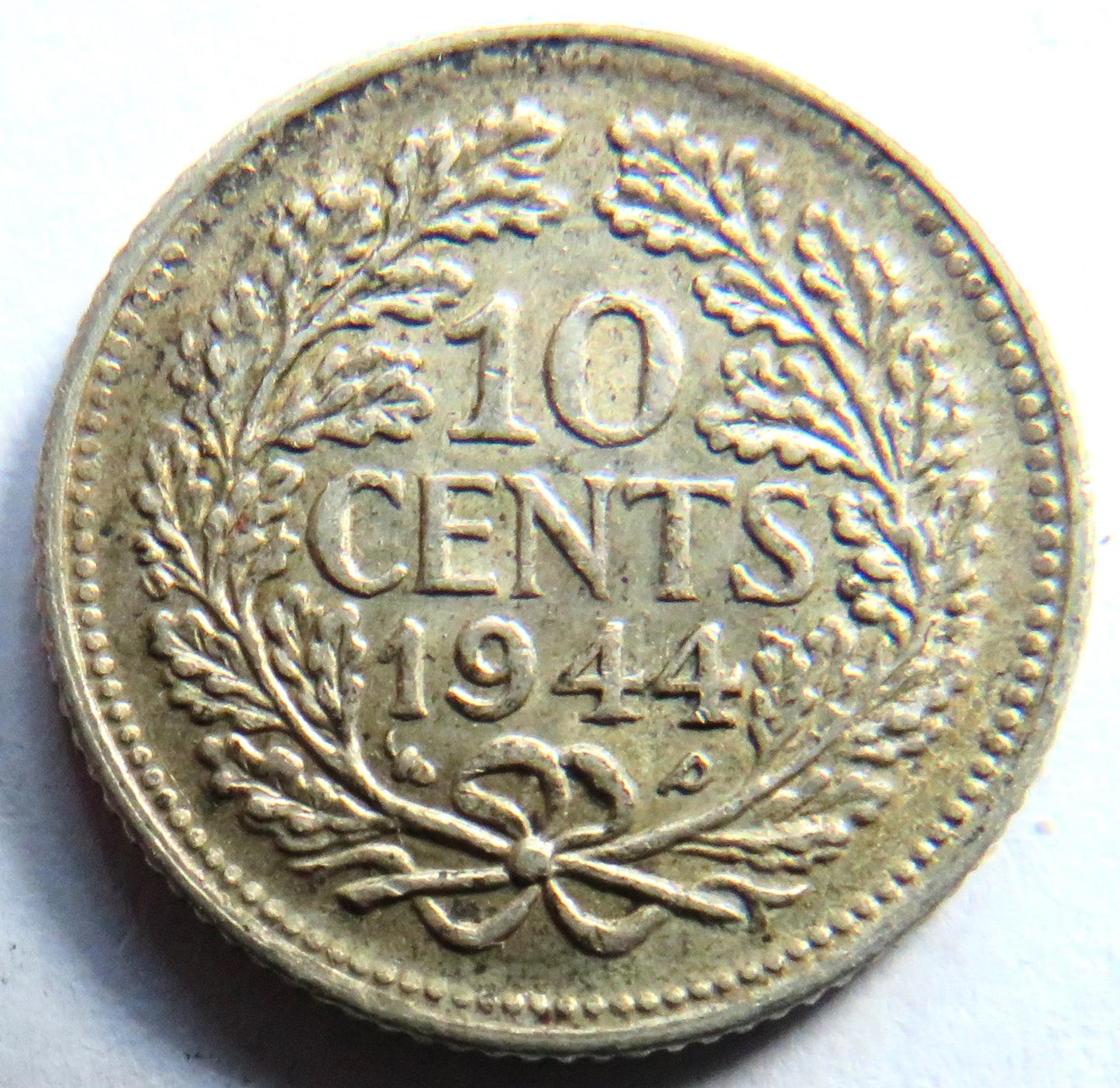 1944 Netherlands Silver 10 Cents Coin
