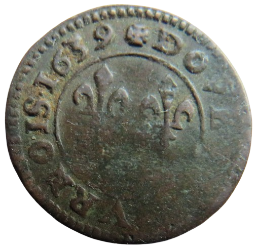 1639 Louis XIII France Double Tournois Coin