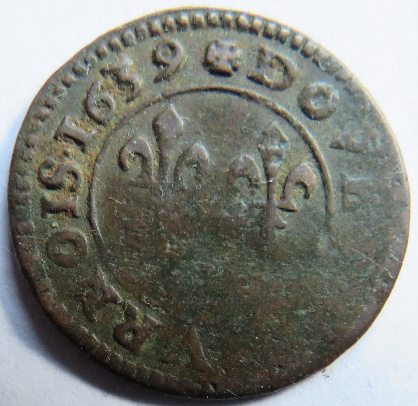 1639 Louis XIII France Double Tournois Coin