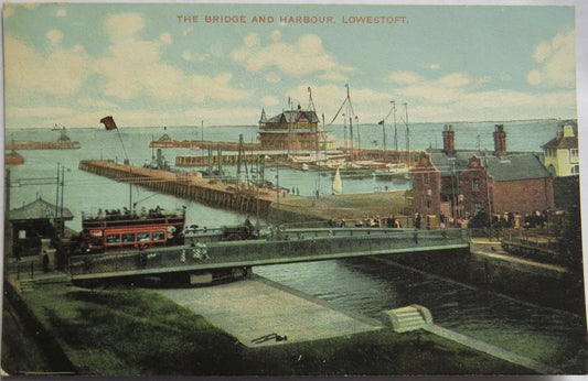 Vintage Postcard of The Bridge and Harbour Lowestoft