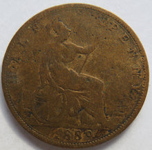 Load image into Gallery viewer, 1889 Queen Victoria Bun Head Halfpenny Coin - Great Britain
