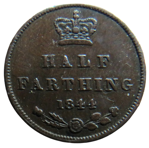 1844 Queen Victoria Half-Farthing Coin