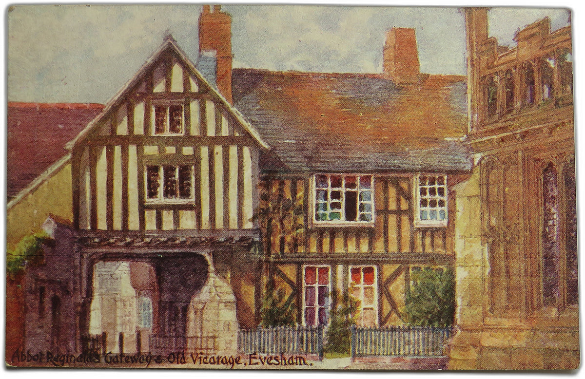 Vintage Postcard of Abbot Reginald's Gateway & Old Vicarage, Evesham