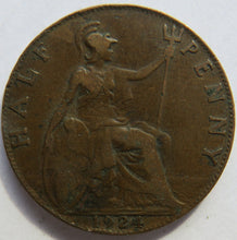 Load image into Gallery viewer, 1924 King George V Halfpenny Coin - Great Britain
