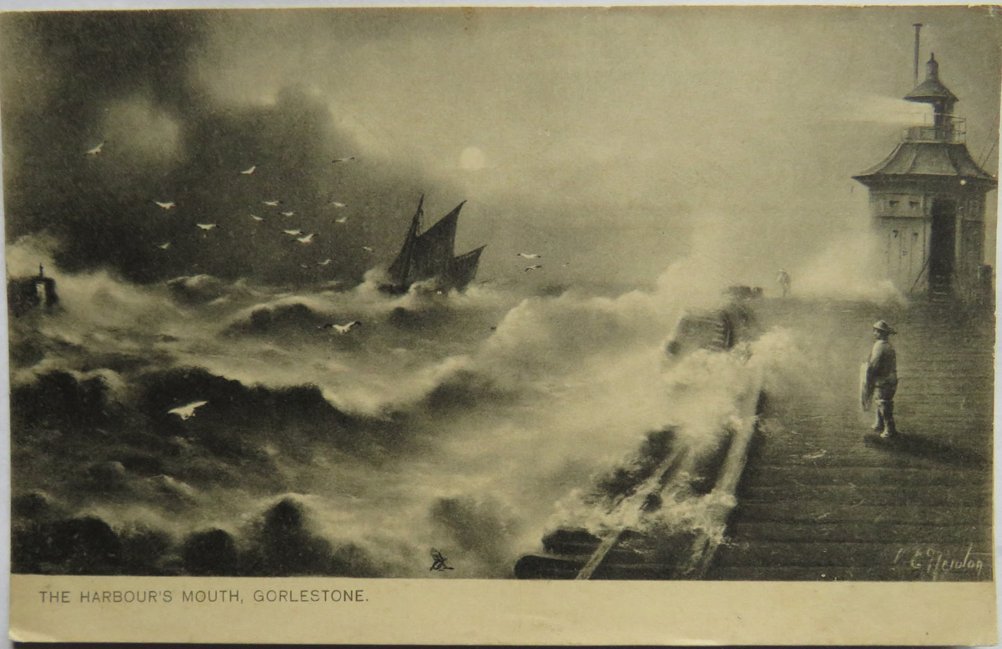 Vintage Postcard of The Harbour's Mouth, Gorlestone