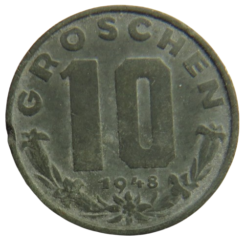 1948 Austria 10 Groschen Coin
