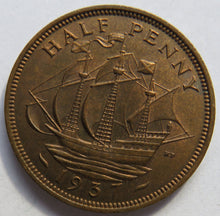 Load image into Gallery viewer, 1937 King George VI Halfpenny Coin In High Grade - Great Britain
