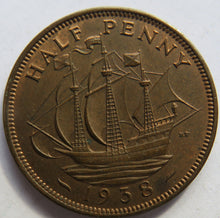 Load image into Gallery viewer, 1938 King George VI Halfpenny Coin In High Grade - Great Britain
