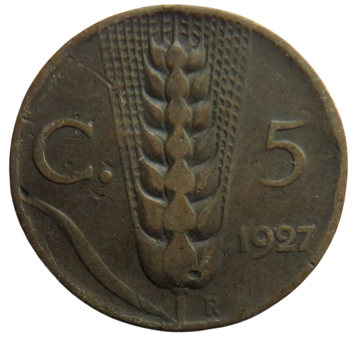 1927 Italy 5 Centesimi Coin