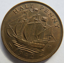 Load image into Gallery viewer, 1942 King George VI Halfpenny Coin In High Grade - Great Britain
