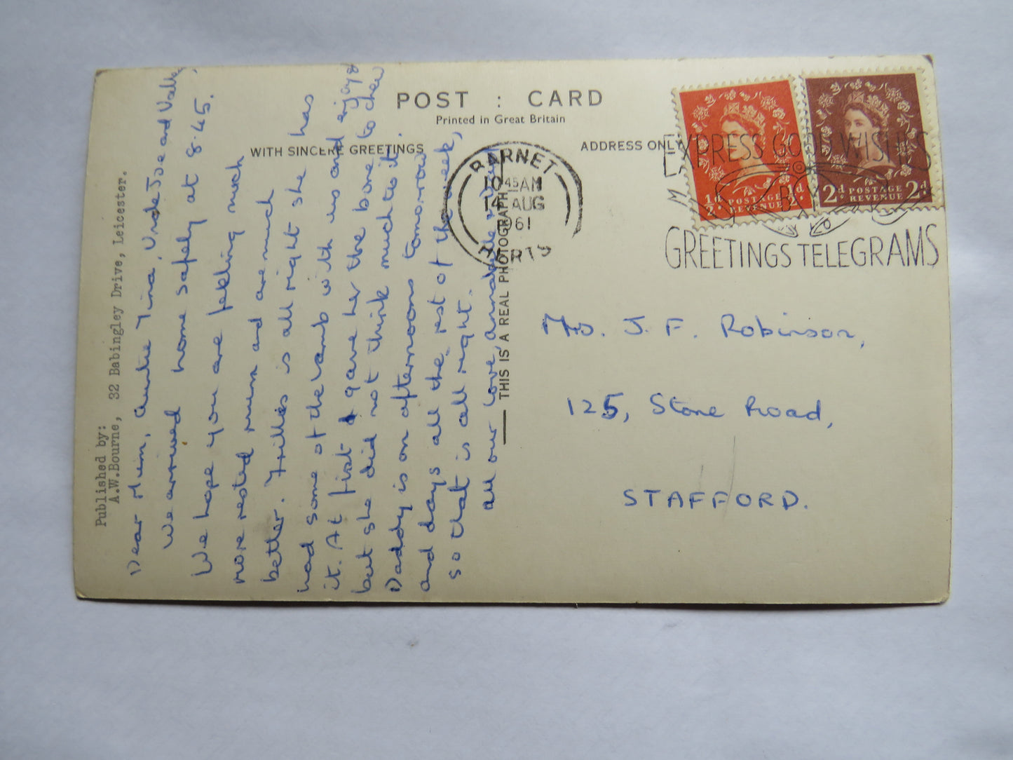 Vintage Postcard of Stathern 1961
