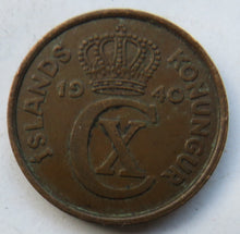 Load image into Gallery viewer, 1940 Iceland 5 Aurar Coin
