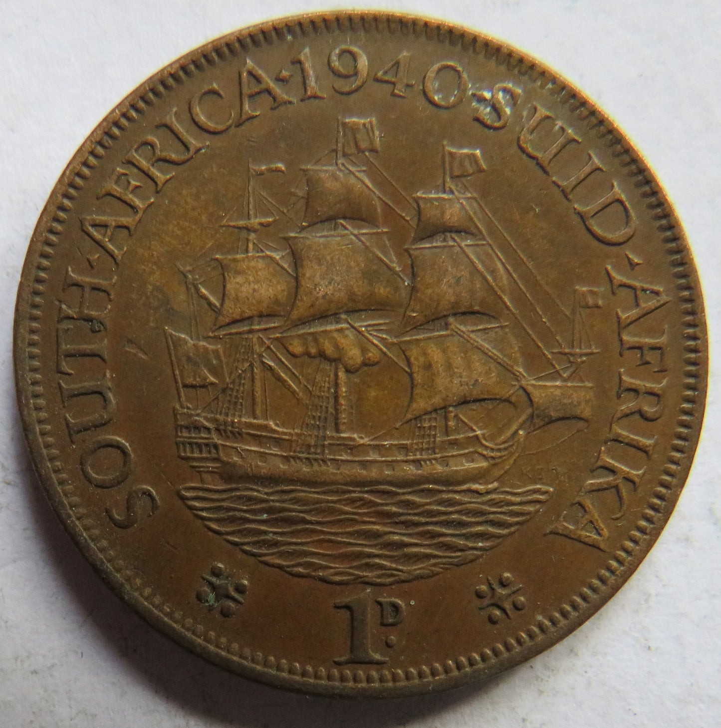 1940 King George VI South Africa One Penny Coin