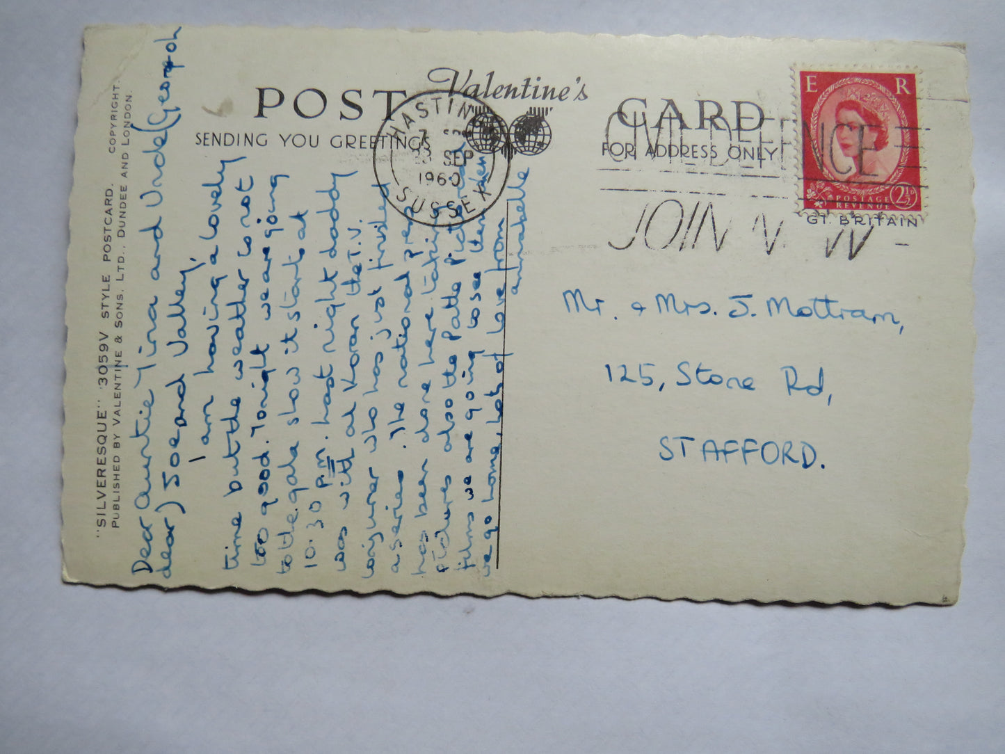 Vintage Postcard of Good Luck From Hastings 1960