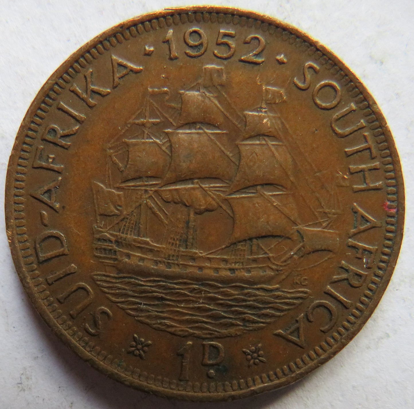 1952 King George VI South Africa One Penny Coin