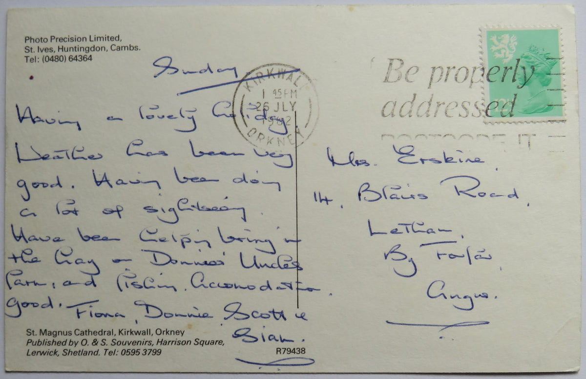 Vintage Postcard of St. Magnus Cathedral, Kirkwall, Orkney, 1982