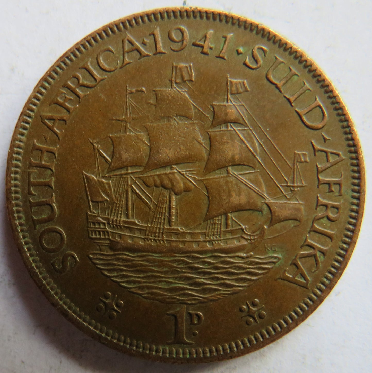 1941 King George VI South Africa One Penny Coin