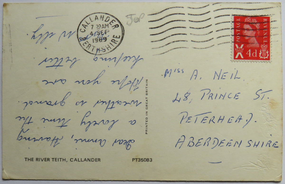 Vintage Postcard of The River Teith, Callander, 1969