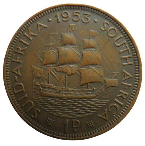 1953 Queen Elizabeth II South Africa One Cent Coin