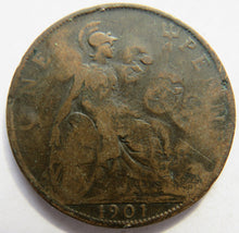 Load image into Gallery viewer, 1901 Queen Victoria One Penny Coin Stamped JS Ryan JOE
