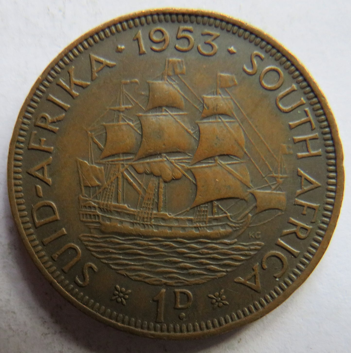 1953 Queen Elizabeth II South Africa One Cent Coin
