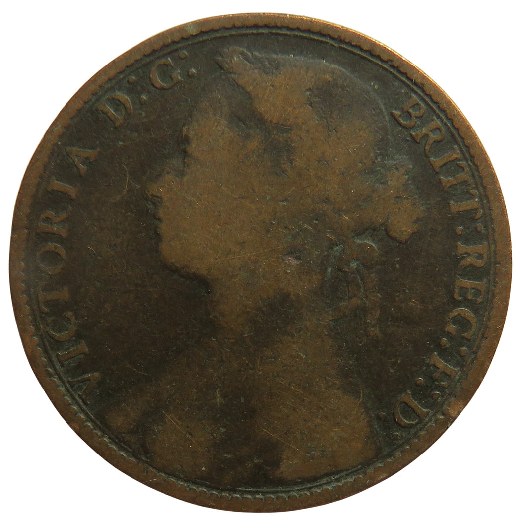 1879 Queen Victoria Bun Head One Penny Coin Great Britain