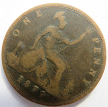 Load image into Gallery viewer, 1879 Queen Victoria Bun Head One Penny Coin Great Britain
