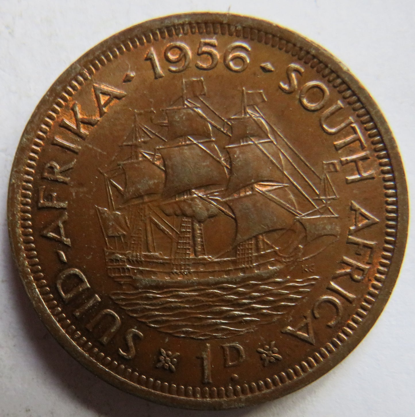 1956 Queen Elizabeth II South Africa One Cent Coin