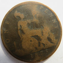 Load image into Gallery viewer, 1875 Queen Victoria Bun Head One Penny Coin Great Britain
