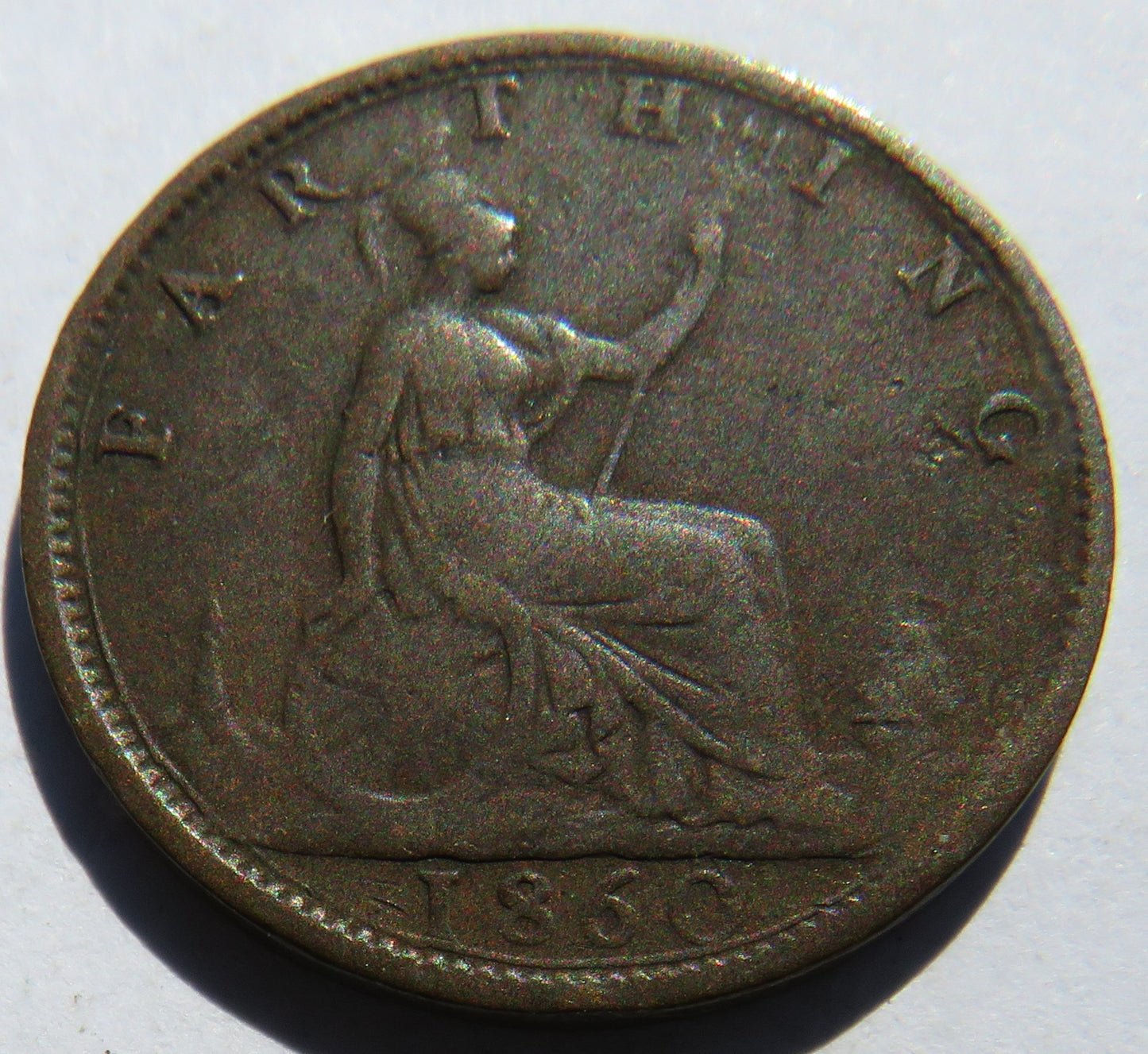 1860 Queen Victoria Farthing Coin - Great Britain