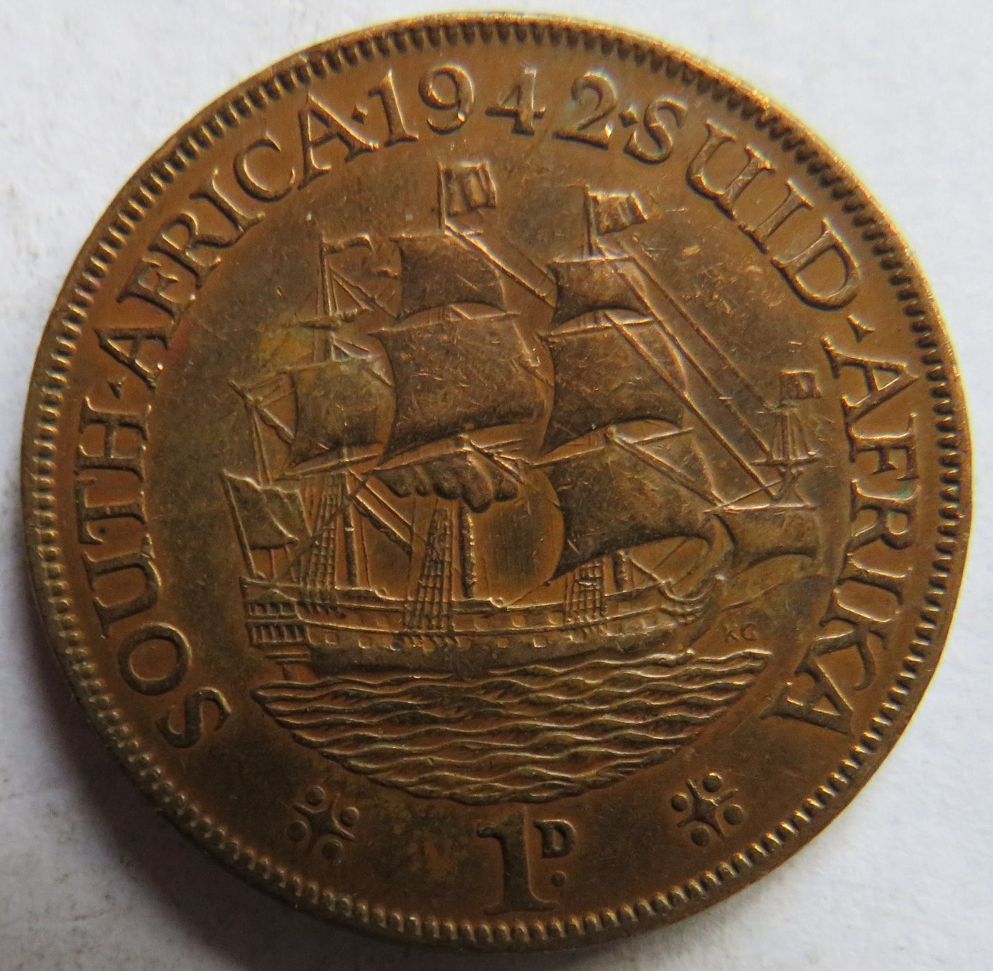 1942 King George VI South Africa One Penny Coin