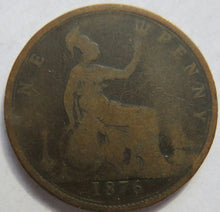 Load image into Gallery viewer, 1876-H Queen Victoria Bun Head One Penny Coin Great Britain
