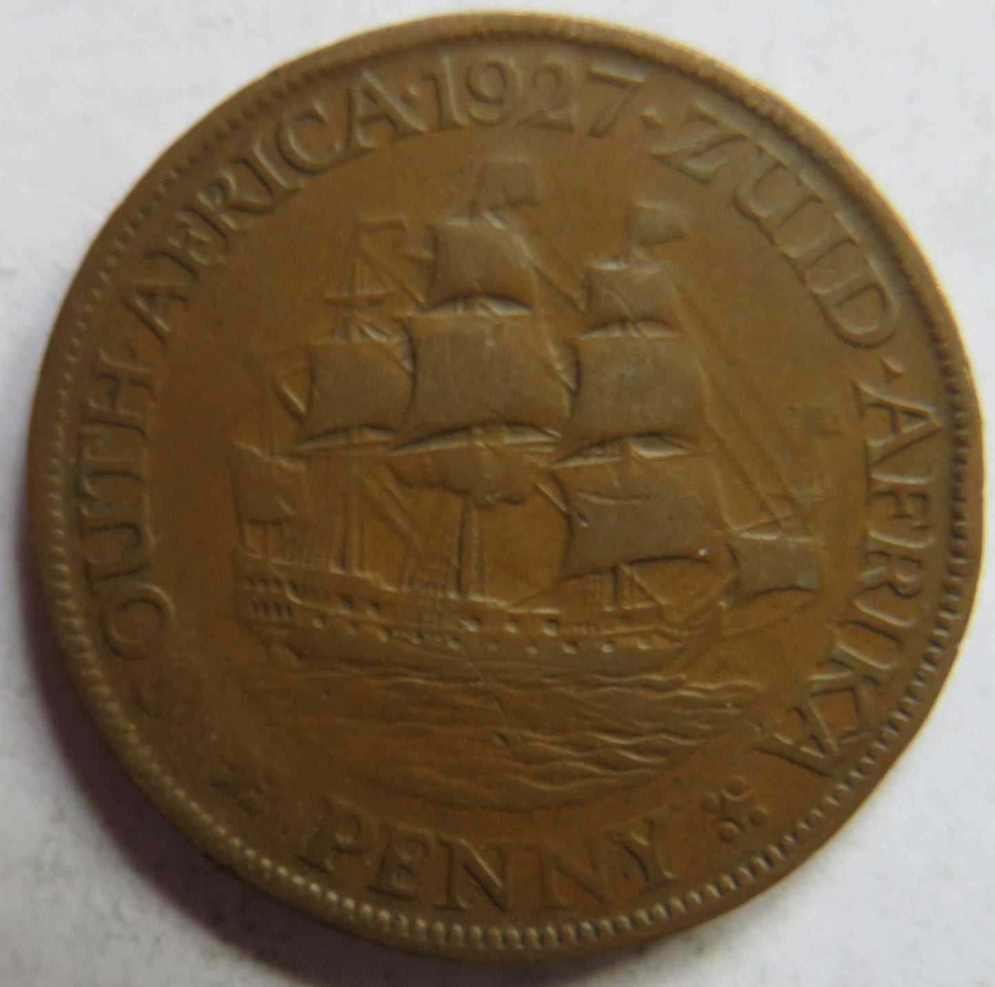1927 King George V South Africa One Penny Coin