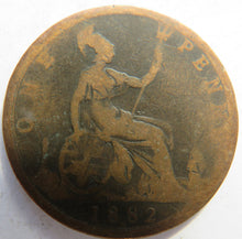 Load image into Gallery viewer, 1882-H Queen Victoria Bun Head One Penny Coin Great Britain
