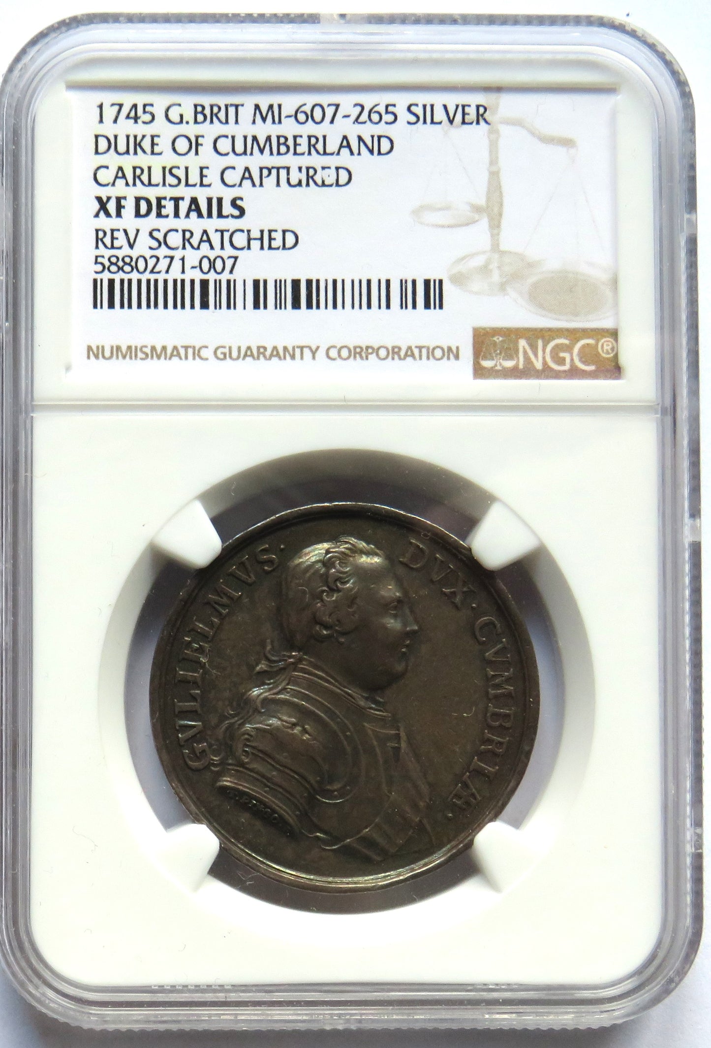 1745 Silver Medal By T.Pingo Jacobite Rebels Retreat / Carlisle Recaptured / Duke of Cumberland