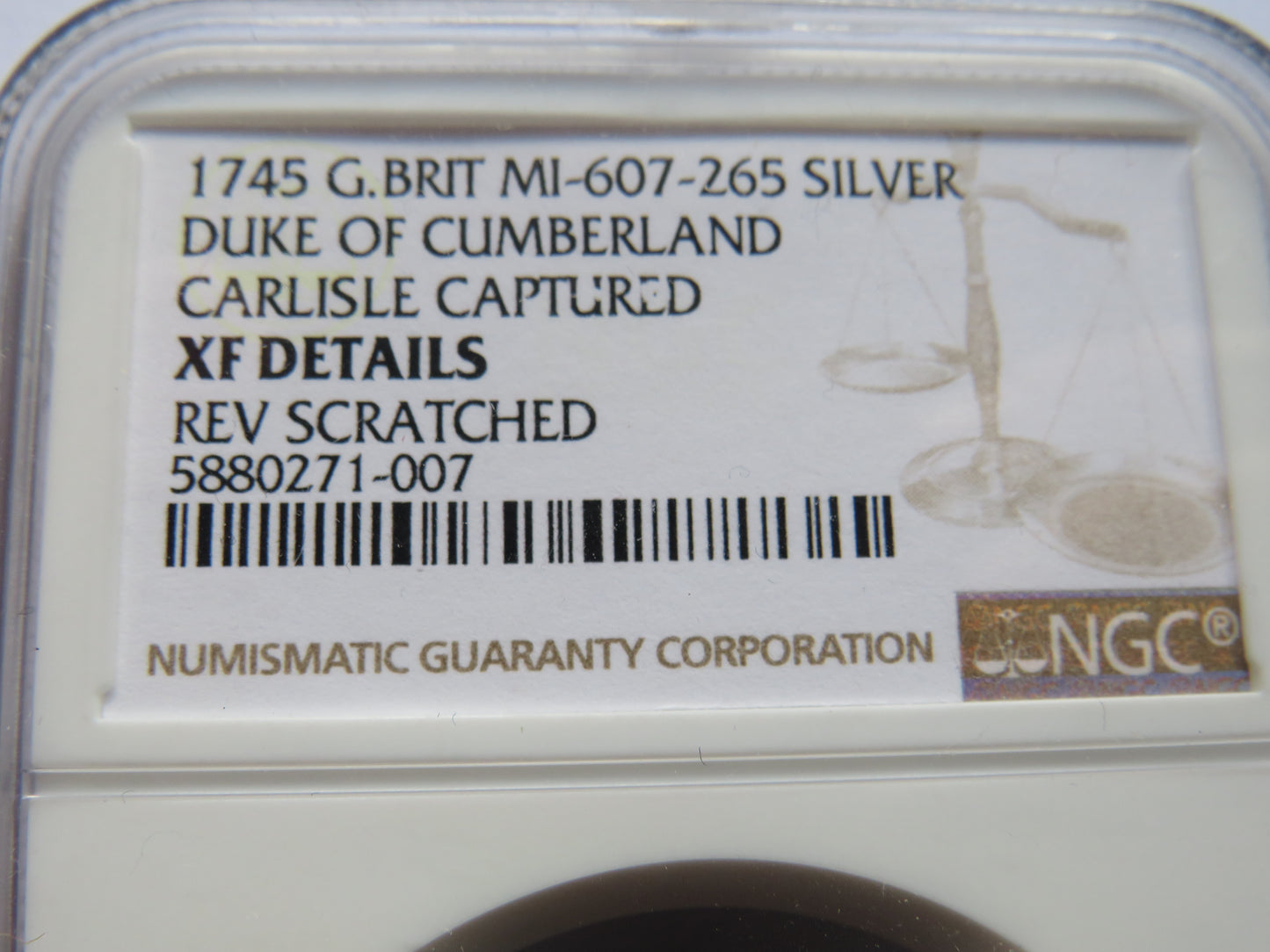 1745 Silver Medal By T.Pingo Jacobite Rebels Retreat / Carlisle Recaptured / Duke of Cumberland