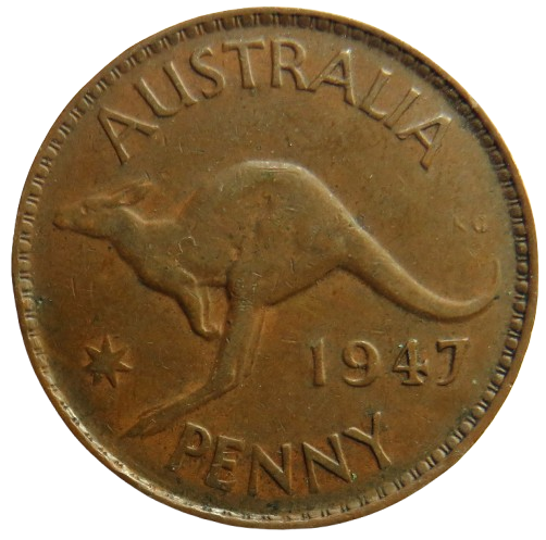 1947 King George VI Australia One Penny Coin