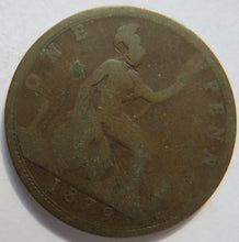 Load image into Gallery viewer, 1879 Queen Victoria Bun Head One Penny Coin Great Britain
