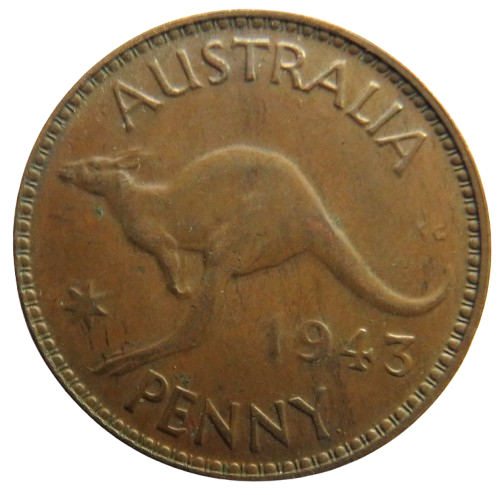 1943 King George VI Australia One Penny Coin