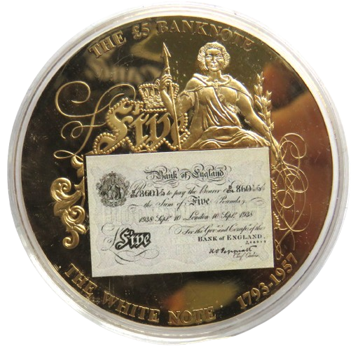 Large Commemorative Coin £5 Banknote The White Note