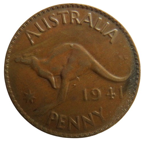 1941 King George VI Australia One Penny Coin