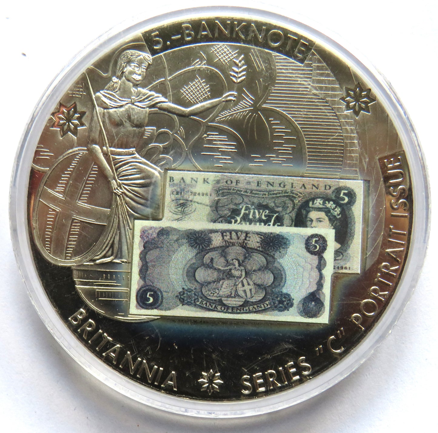 Large Commemorative Coin £5 Banknote Britannia Series C