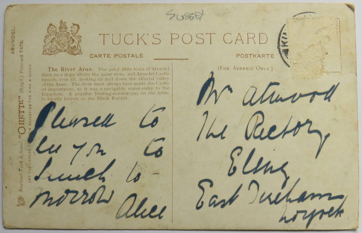 Vintage Postcard of Arundel, The River Arun, Tuck's Postcard