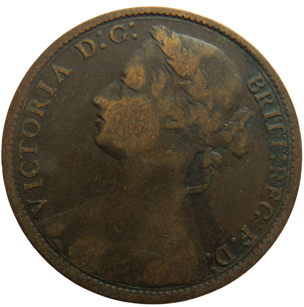 1874 Queen Victoria Bun Head One Penny Coin Great Britain