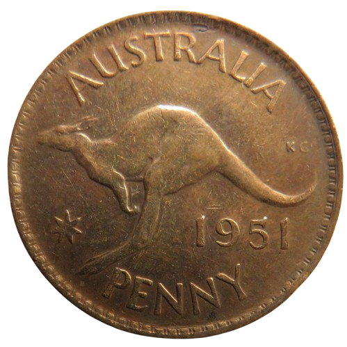 1951 King George VI Australia One Penny Coin