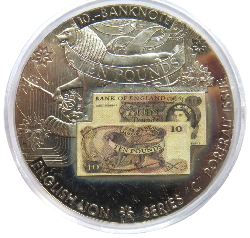 Large Commemorative Coin £10 Banknote English Lion Series C
